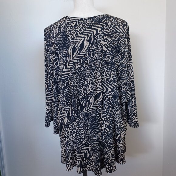 Susan Graver Tunic Top Tiered Layered Animal Print Liquid Knit Womens X Large - Picture 3 of 11